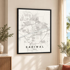 Sahiwal Beige Map - Minimalist City Map Series | Signature Artwork #00787
