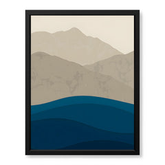 Grey & Blue Mountains Over Sea Abstract Design | Abstract Office Artwork #0079