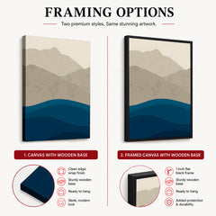 Grey & Blue Mountains Over Sea Abstract Design | Abstract Office Artwork #0079