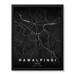 Rawalpindi Black & White Map - Minimalist City Map Series | Signature Artwork #00791
