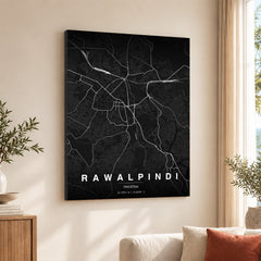 Rawalpindi Black & White Map - Minimalist City Map Series | Signature Artwork #00791