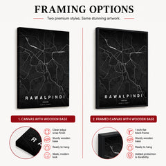 Rawalpindi Black & White Map - Minimalist City Map Series | Signature Artwork #00791