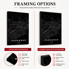 Peshawar Black & White Map - Minimalist City Map Series | Signature Artwork #00793