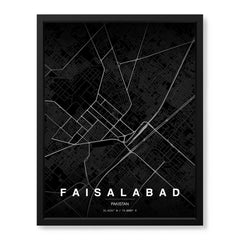 Faisalabad Black & White Map - Minimalist City Map Series | Signature Artwork #00794