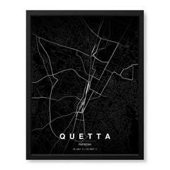 Quetta Black & White Map - Minimalist City Map Series | Signature Artwork #00795