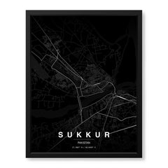 Sukkur Black & White Map - Minimalist City Map Series | Signature Artwork #00797