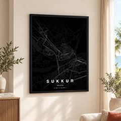 Sukkur Black & White Map - Minimalist City Map Series | Signature Artwork #00797