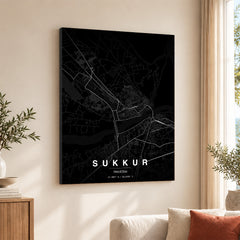 Sukkur Black & White Map - Minimalist City Map Series | Signature Artwork #00797