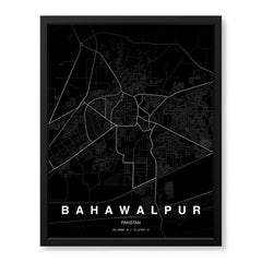 Bahawalpur Black & White Map - Minimalist City Map Series | Signature Artwork #00798