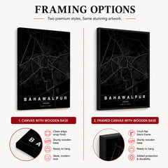 Bahawalpur Black & White Map - Minimalist City Map Series | Signature Artwork #00798