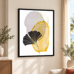 Black Grey & Gold Line Flowers | Abstract Floral Artwork #008