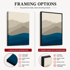 Grey & Blue Mountains With Sea Abstract Design | Abstract Office Artwork #0081