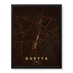Quetta Orange & Brown Map - Minimalist City Map Series | Signature Artwork #00819