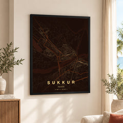 Sukkur Orange & Brown Map - Minimalist City Map Series | Signature Artwork #00821