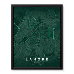 Lahore Emerald & Teal Map - Minimalist City Map Series | Signature Artwork #00825