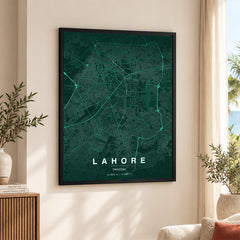 Lahore Emerald & Teal Map - Minimalist City Map Series | Signature Artwork #00825