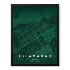 Islamabad Emerald & Teal Map - Minimalist City Map Series | Signature Artwork #00826