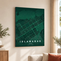 Islamabad Emerald & Teal Map - Minimalist City Map Series | Signature Artwork #00826