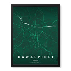 Rawalpindi Emerald & Teal Map - Minimalist City Map Series | Signature Artwork #00827