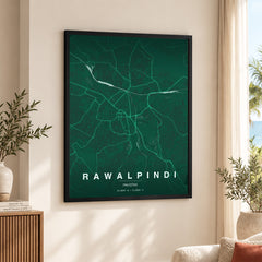 Rawalpindi Emerald & Teal Map - Minimalist City Map Series | Signature Artwork #00827