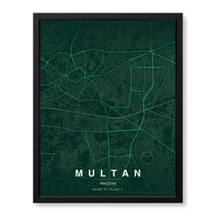 Multan Emerald & Teal Map - Minimalist City Map Series | Signature Artwork #00828