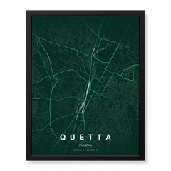 Quetta Emerald & Teal Map - Minimalist City Map Series | Signature Artwork #00831