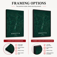 Quetta Emerald & Teal Map - Minimalist City Map Series | Signature Artwork #00831