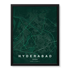 Hyderabad Emerald & Teal Map - Minimalist City Map Series | Signature Artwork #00832