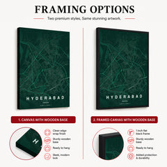 Hyderabad Emerald & Teal Map - Minimalist City Map Series | Signature Artwork #00832