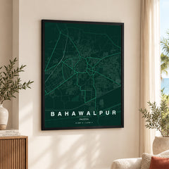 Bahawalpur Emerald & Teal Map - Minimalist City Map Series | Signature Artwork #00834