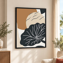 Black & White Flower Portrait Over Colorful Background | Abstract Floral Artwork #0086