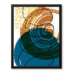 Sea Blue & Brown Abstract With Black Line | Abstract Office Artwork #009