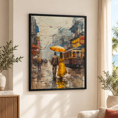 Beautiful Couple Walking In Rainy Weather | Abstract Fashion Artwork #0090