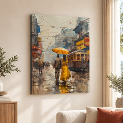 Beautiful Couple Walking In Rainy Weather | Abstract Fashion Artwork #0090