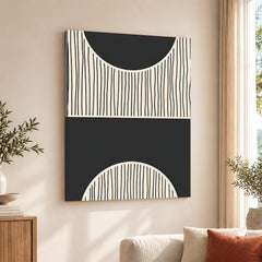 Black Line Art Over Black & White Background | Abstract Office Artwork #0091