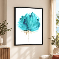 Beautiful Blue Flower Paint Art Over White Background | Abstract Floral Artwork #0097