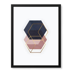 Blue & Beige Geometric Shapes Abstract Design | Abstract Office Artwork #0098