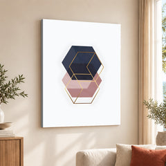 Blue & Beige Geometric Shapes Abstract Design | Abstract Office Artwork #0098