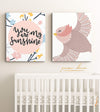 Sunshine Pink Bird (Set of 2) Nursery Poster Art On Sale