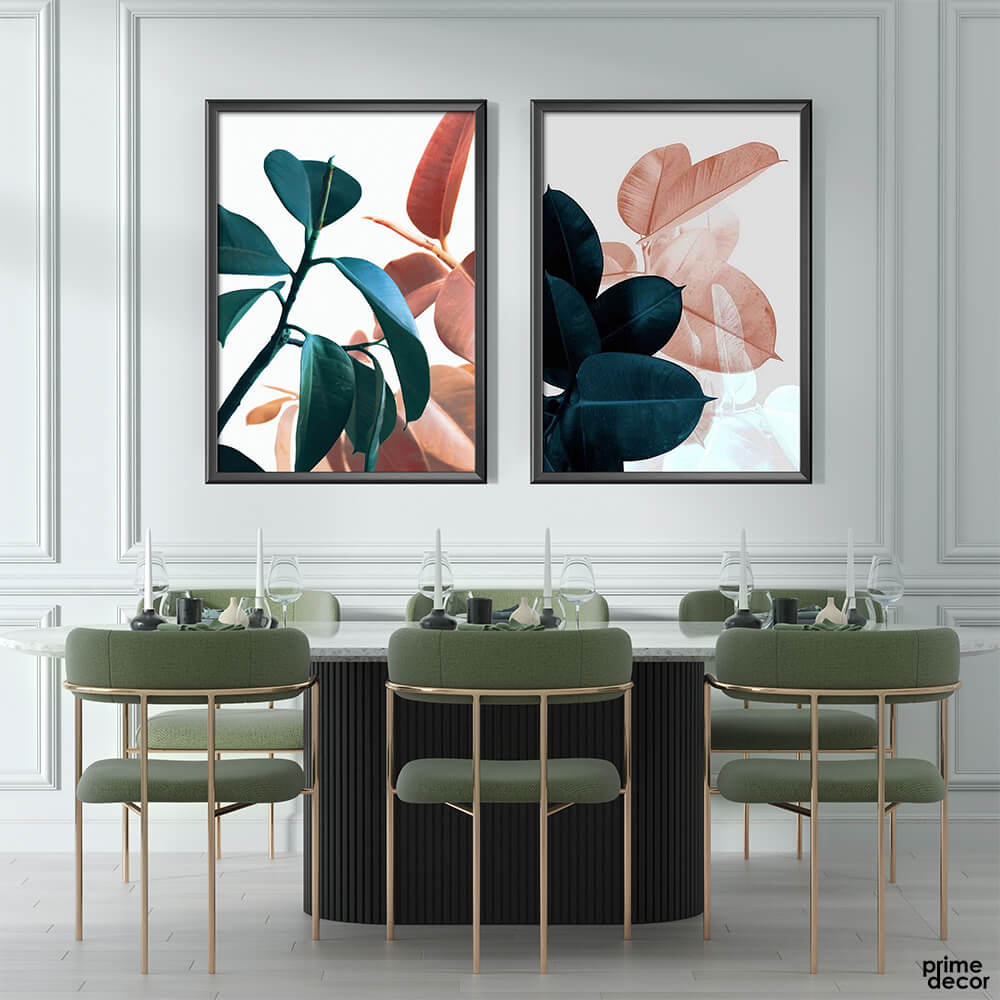 Vibrant Tropical Leaves (2 Panel) Floral Wall Art - Prime Décor