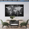 World Map Silver Black Currency Background (3 Panel) Office Wall Art On Sale