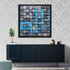 Blue & Black 99 Name of ALLAH | Handmade Painting - Prime Décor