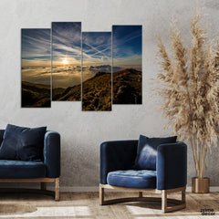 Mountain Under Cloudy Sky (4 Panel) Nature Wall Art - Prime Décor