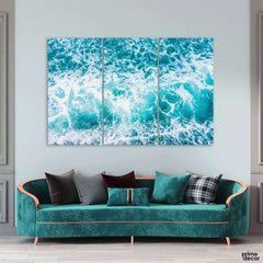 Beautiful Sea Ocean Water Waves (3 Panel) Nature Wall Art - Prime Décor
