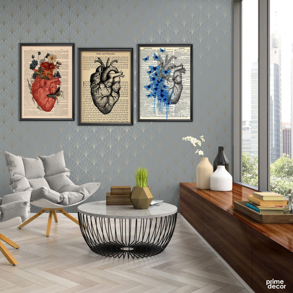 Human Heart Anatomy (3 Panel) Medical Wall Art - Prime Décor