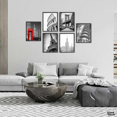 Black & White Architectural Set (6 Panel) Architecture Wall Art - Prime Décor