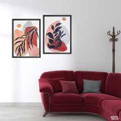 Boho Flowers on Minimal Background (2 Panel) Floral Wall Art - Prime Décor