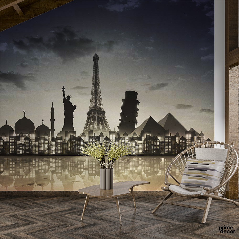 City Architecture In Vintage |  Wallpaper Mural - Prime Décor