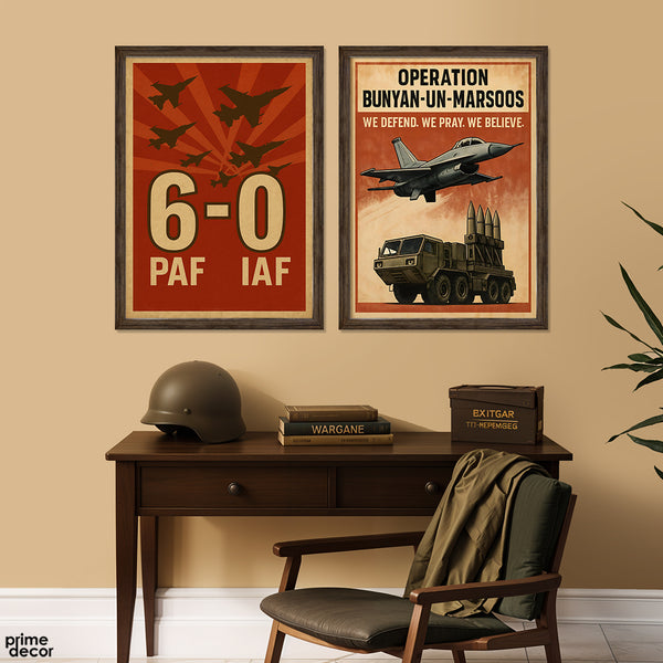 PAF 6 - IAF 0 & Operation Bunyan-un-Marsoos (2 Panel) Army Poster Wall Art