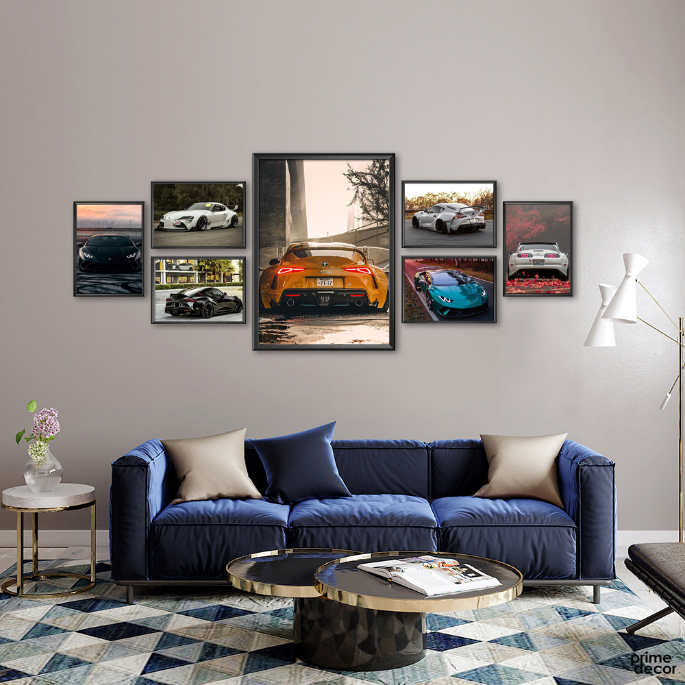 Colorful Luxury Cars Collection (7 Panel) Cars Wall Art - Prime Décor